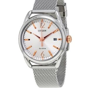 Citizen Eco Drive Ladies Silver & Rose Gold Watch